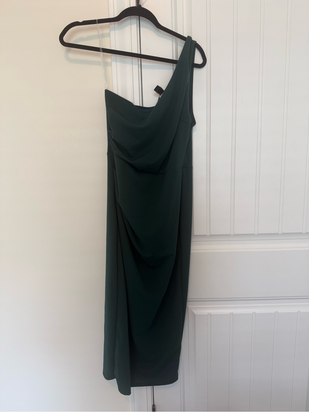 Windsor One-Shoulder Hunter Green Midi Dress